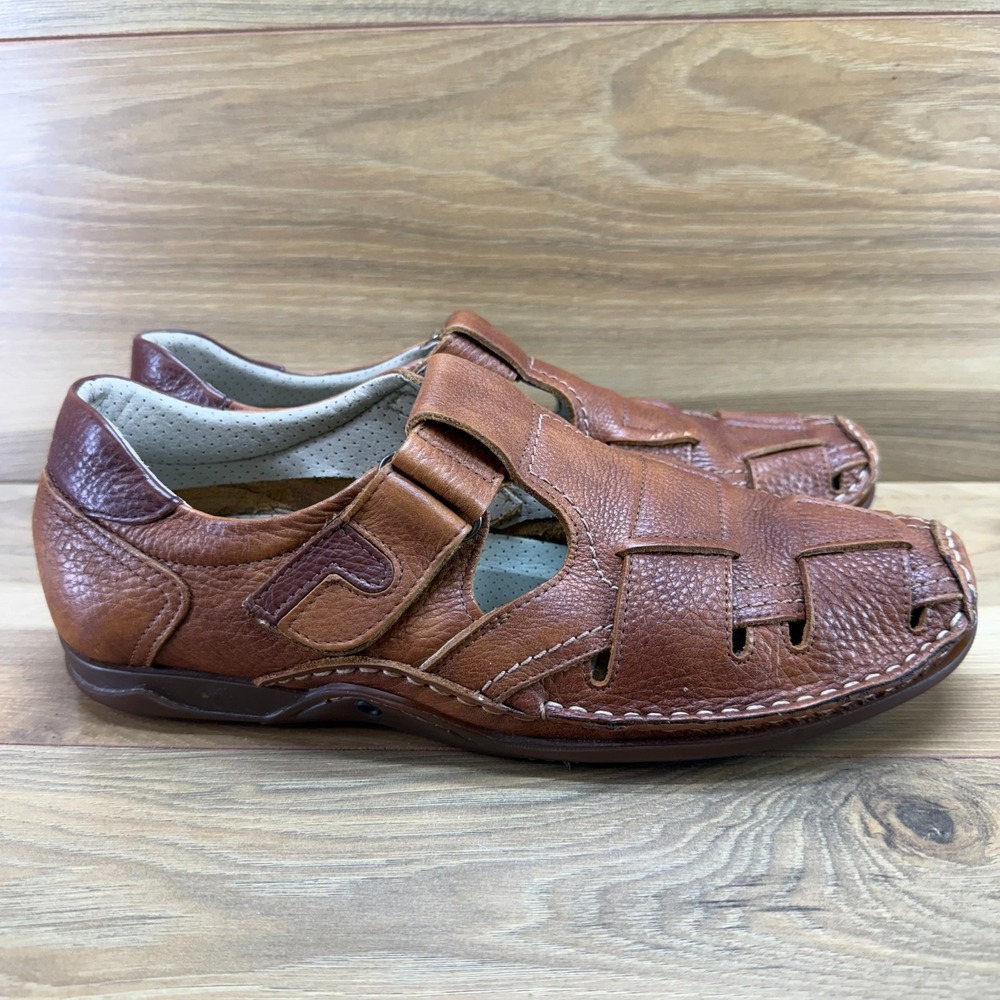 Fluchos Bribon Fisherman Sandals Mens 10 EU 43 Brown Leather Walking Comfort